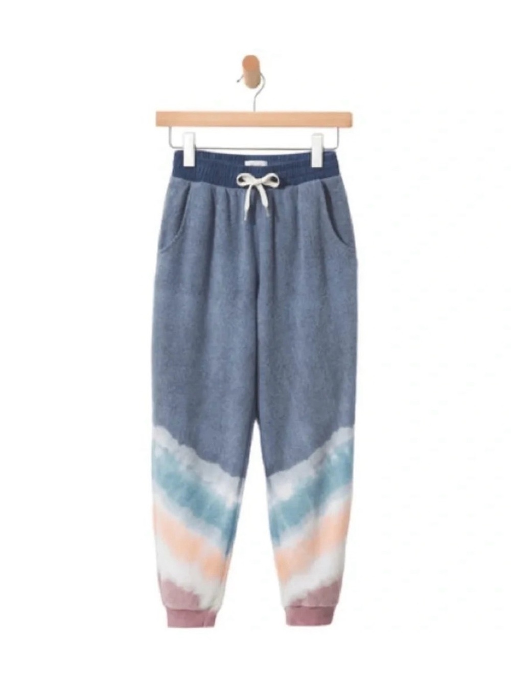 FEAT Blue Tie-Dye Cozy Joggers with Pastel Accents NWT